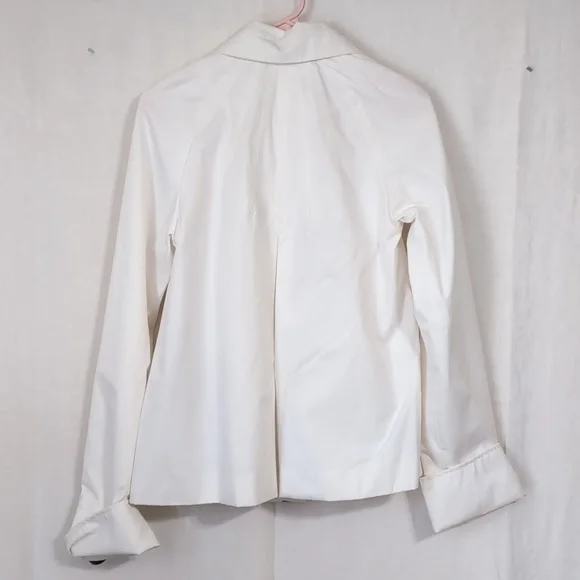 Colebrook White Contrast Button Slicker Rain Jacket Size Small - Picture 7 of 7